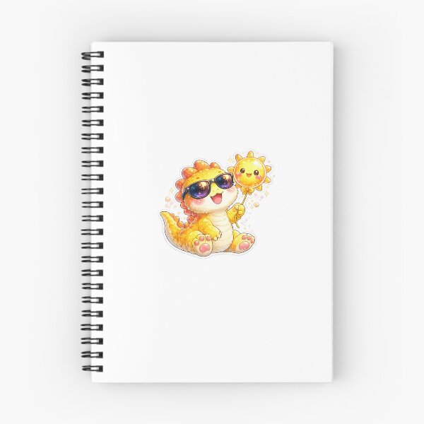 Item preview, Sunny Dino Buddy – Cute Sunshine Kawaii Sticker designed and sold by blossomfun.