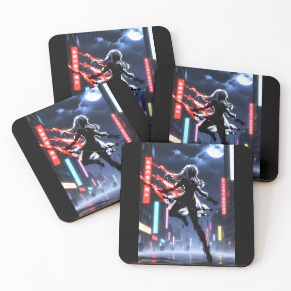 Item preview, Red Streak, Anime Girl Leaping Through Neon Rain designed and sold by Amber Sky Creations.