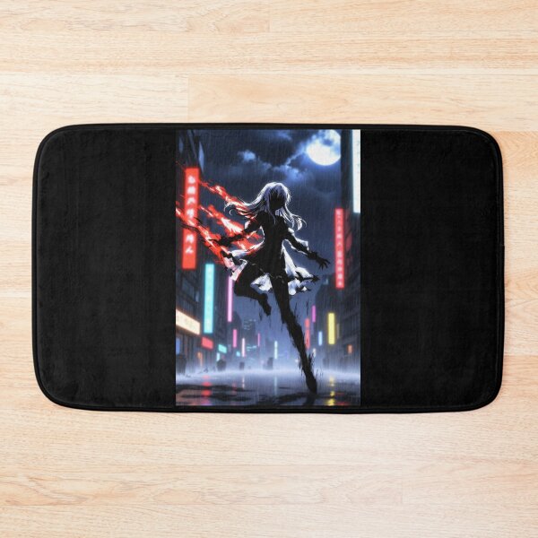 Item preview, Red Streak, Anime Girl Leaping Through Neon Rain designed and sold by Amber Sky Creations.
