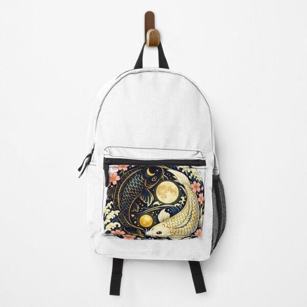 Item preview, Celestial Yin Yang Koi Fish – Japanese Moon & Sakura Art designed and sold by Saeed Ahmad.