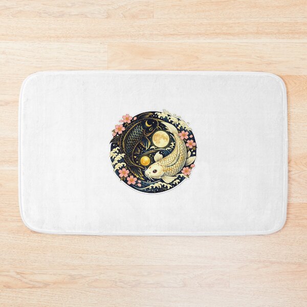 Item preview, Celestial Yin Yang Koi Fish – Japanese Moon & Sakura Art designed and sold by Saeed  Ahmad.