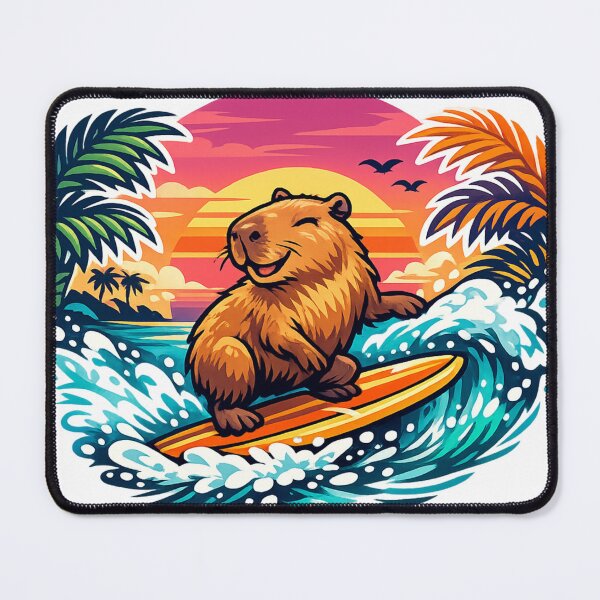 Item preview, Tropical Surfer Capybara Sunset Beach Vibes designed and sold by NovaMoodCo.