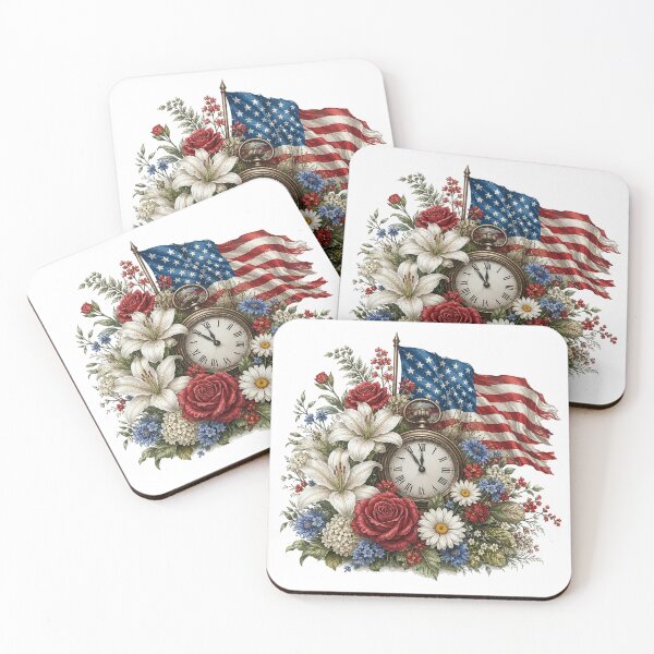 Item preview, Rustic Americana Clock and Flowers Decor designed and sold by PetalGarden.