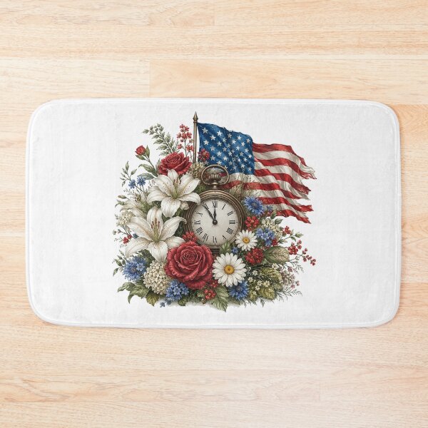 Item preview, Rustic Americana Clock and Flowers Decor designed and sold by PetalGarden.