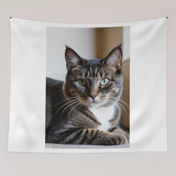Item preview, Animals - Tabby Cat with Blue-Green Eyes, Expressive Feline Portrait designed and sold by DoodyPets.
