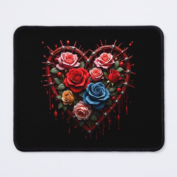 Item preview, Gothic Bleeding Heart in Barbed Wire with Roses | Dark Romance Art designed and sold by MaciejRudzinsky.
