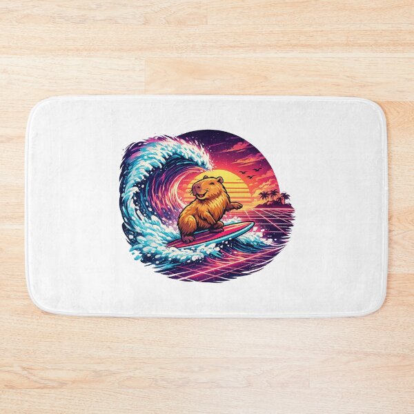 Item preview, Retro Surf Capybara Neon Summer Dreams designed and sold by NovaMoodCo.