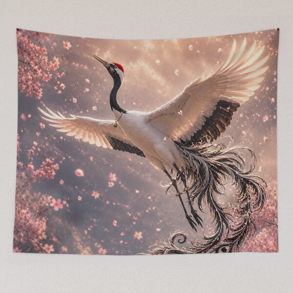 Item preview, Yeongmulhak Flying Through Cherry Blossoms – Korean Mythical Crane Art designed and sold by K-Tradition.