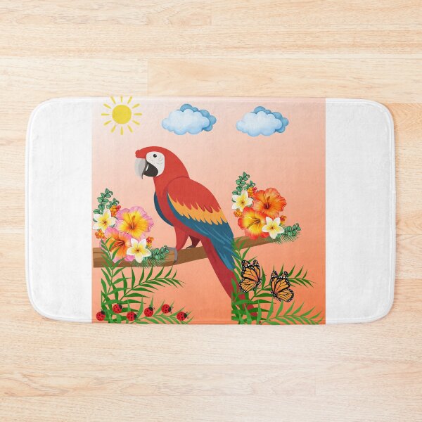 Item preview, Colorful parrot on a branch with flowers designed and sold by DidiDesignShop.