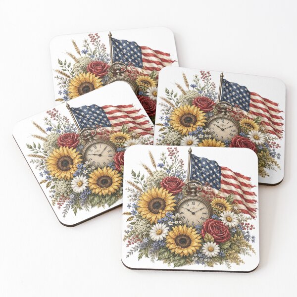 Item preview, Rustic Americana Sunflower Clock Artwork designed and sold by PetalGarden.