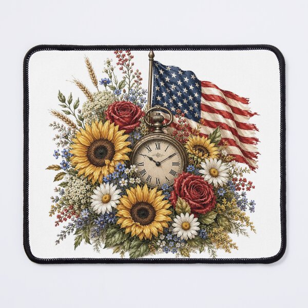 Item preview, Rustic Americana Sunflower Clock Artwork designed and sold by PetalGarden.