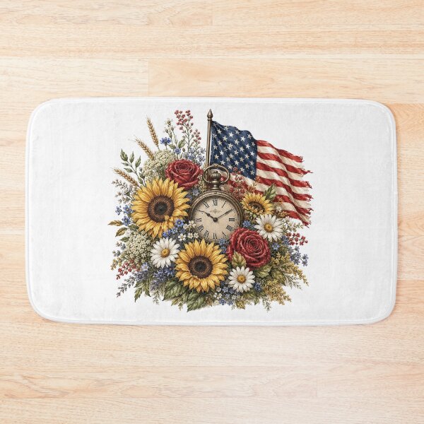 Item preview, Rustic Americana Sunflower Clock Artwork designed and sold by PetalGarden.
