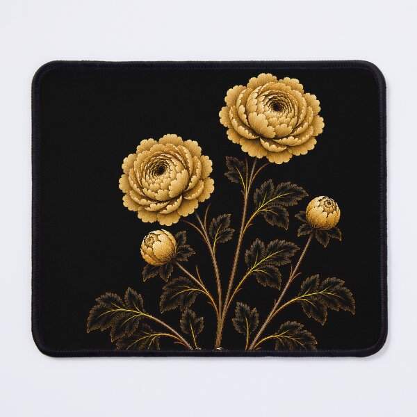 Item preview, Very Small Size Twin Peonies on a Dark Scholar’s Rock – Korean Minhwa Floral Art designed and sold by K-Tradition.