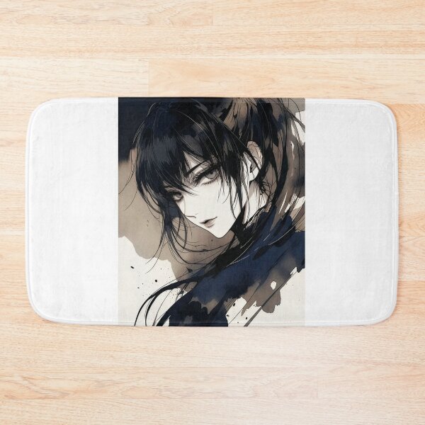 Item preview, Ink Portrait, Anime Girl in Black and White designed and sold by Amber Sky Creations.