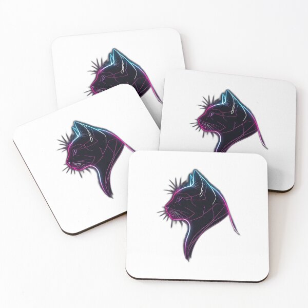 Item preview, Minimalist Neon Glow Black Cat Silhouette Art designed and sold by Luna-Flow.