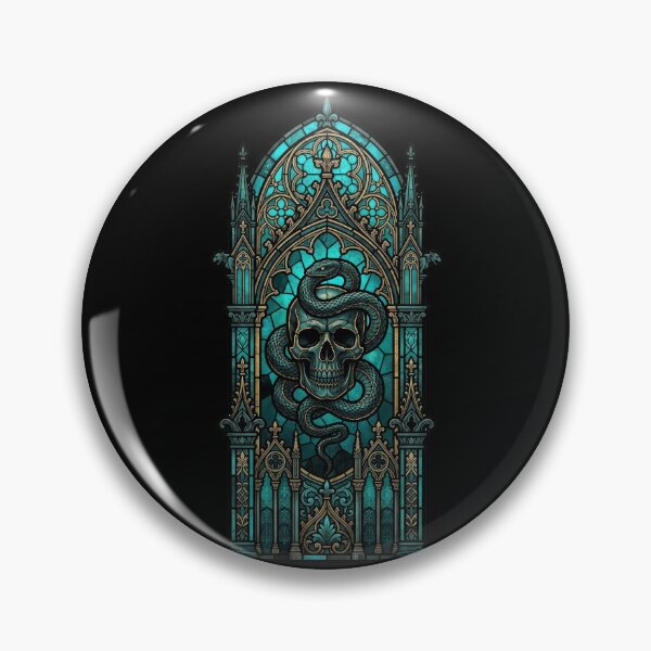 Item preview, Gothic Coffin Stained Glass Skull and Serpent designed and sold by David Mateo ArtWorks.