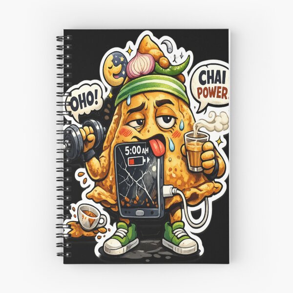 Item preview, Funny Chai Power Samosa Sticker | Gym Lover Indian Snack Meme | 5AM Hustle Cartoon designed and sold by TrendyTadka.