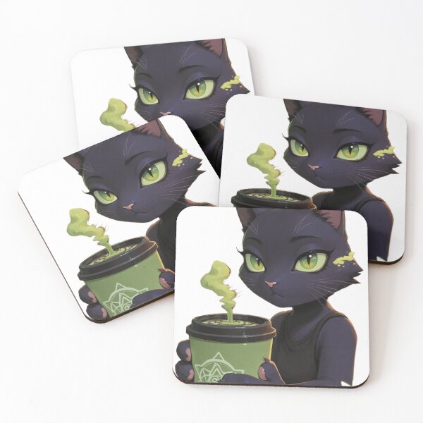 Item preview, Caffeine and Chaos Black Cat Witchy Coffee Illustration designed and sold by BLUESKY11a.