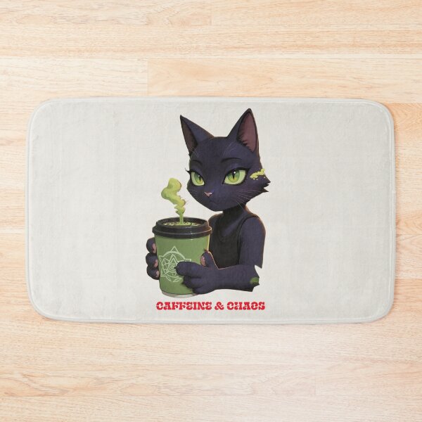 Item preview, Caffeine and Chaos Black Cat Witchy Coffee Illustration designed and sold by BLUESKY11a.