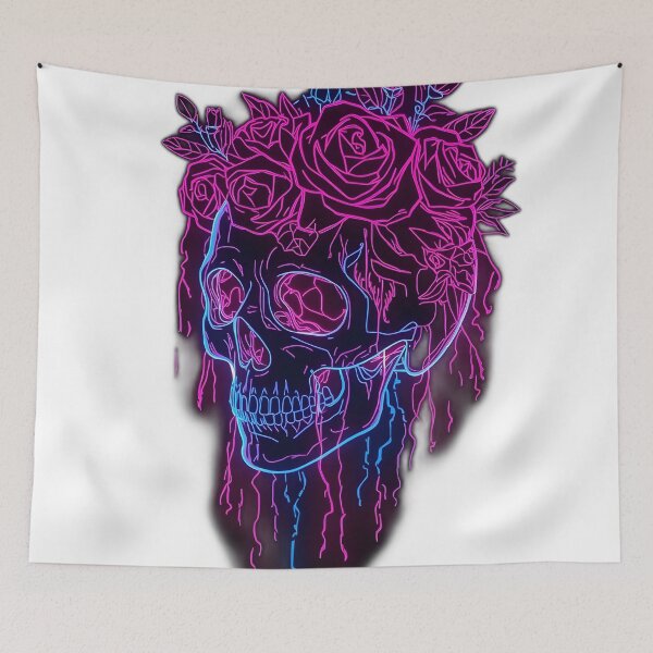 Item preview, Neon Rose Crown Skull Cyberpunk Gothic Art designed and sold by Luna-Flow.