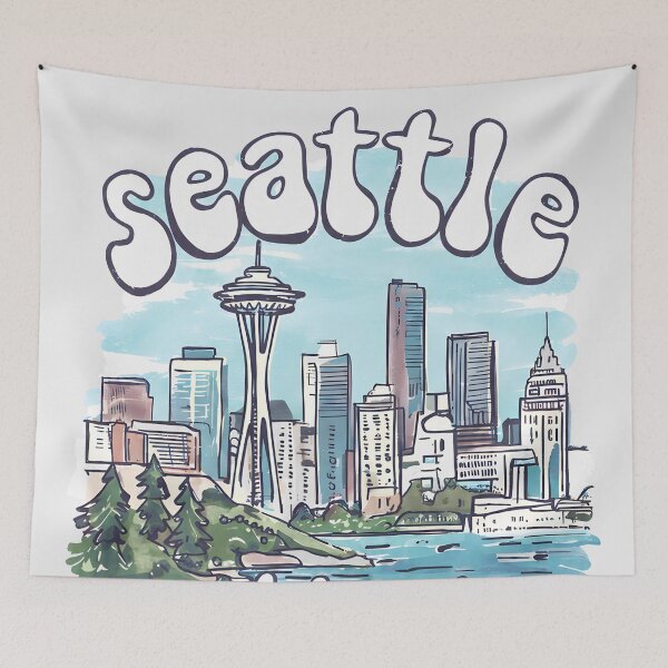 Item preview, Seattle Washington Cute Pastel Skyline designed and sold by HowToCanadian.