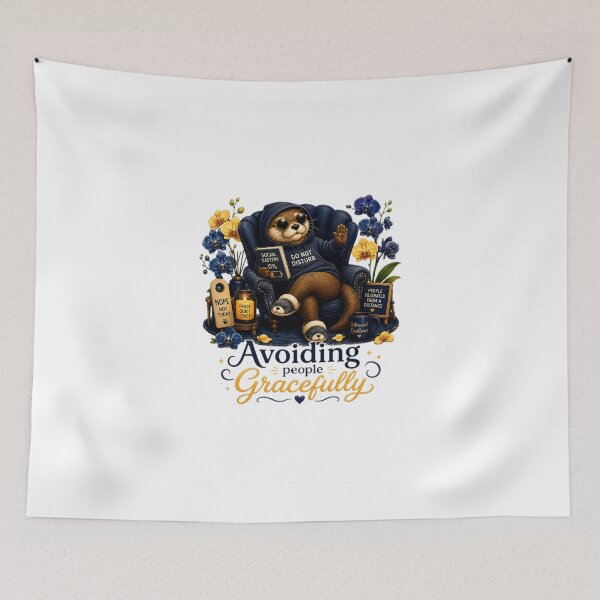 Item preview, Avoiding People Gracefully – Introvert Otter Illustration designed and sold by Naturalite19.