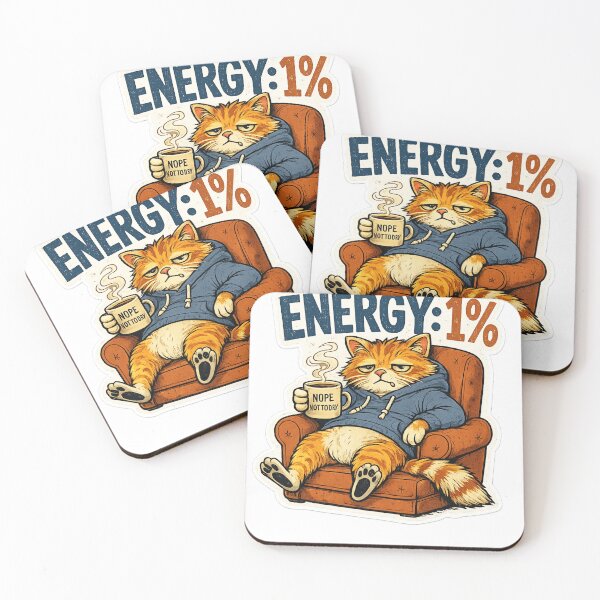 Item preview, Energy 1% Cat | Funny Introvert Low Battery Cat Meme designed and sold by Dada-arts.