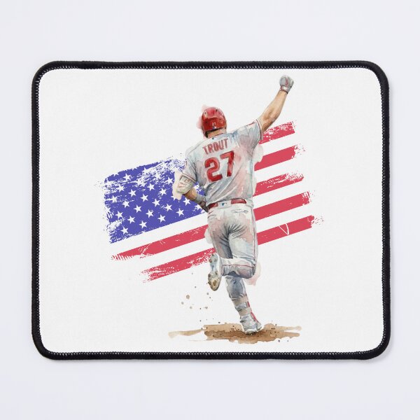 Item preview, Mike Trout 27 Baseball Patriotic Watercolor Art designed and sold by cucuzeus.