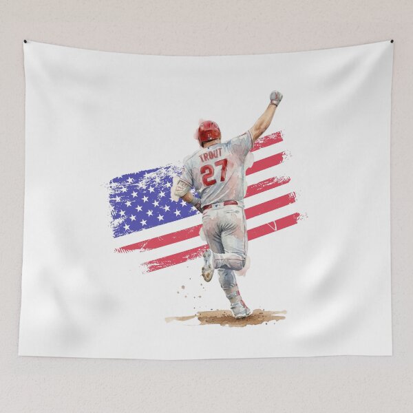 Item preview, Mike Trout 27 Baseball Patriotic Watercolor Art designed and sold by cucuzeus.