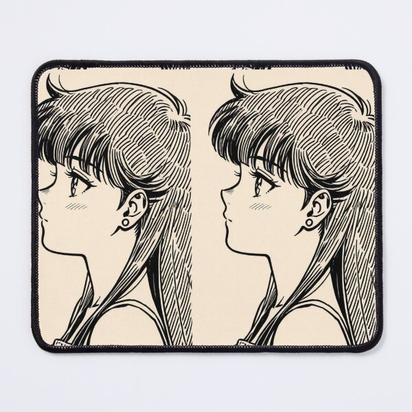 Item preview, Illustration - Young woman left profile delicate with ear loops designed and sold by AnimeShin.