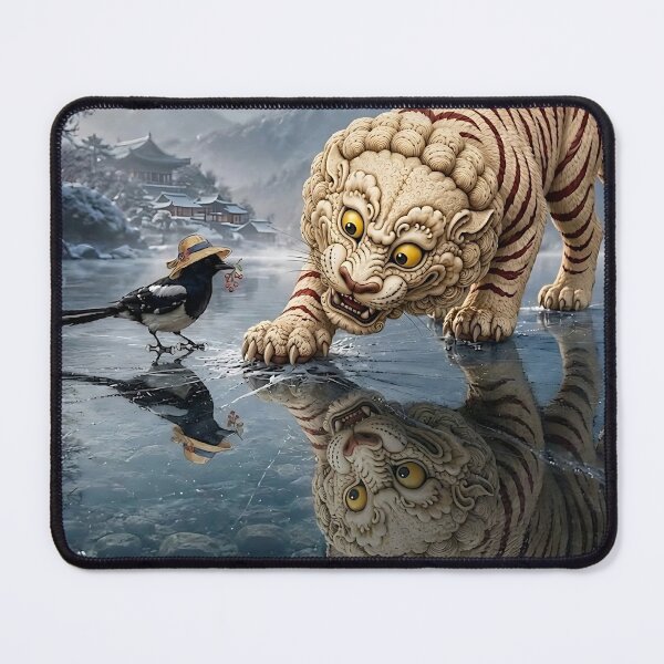 Item preview, Haetae Baekho Reflecting on Ice – Korean Mythical Guardian Art designed and sold by K-Tradition.
