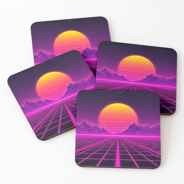 Item preview, Retro 80s Synthwave Outrun Neon Sunset Grid Art designed and sold by Luna-Flow.