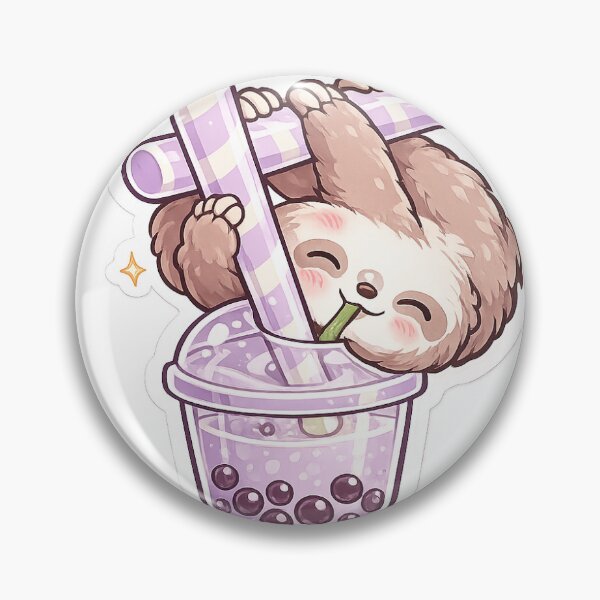 Item preview, Cute Sloth Hanging on Taro Boba Tea Sticker | Kawaii Bubble Tea Animal Art designed and sold by veerubusiness.