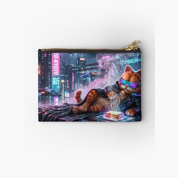 Item preview, Retro Neon Cyberpunk Cosmic Cat Lasagna Designs designed and sold by ART ATTACK ZONE.
