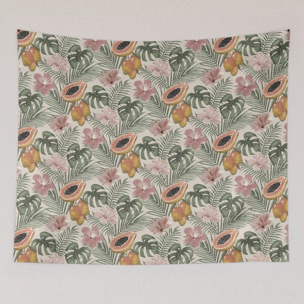 Item preview, Tropical Botanical Monstera Hibiscus Maximalist Garden designed and sold by chrisdembinski.