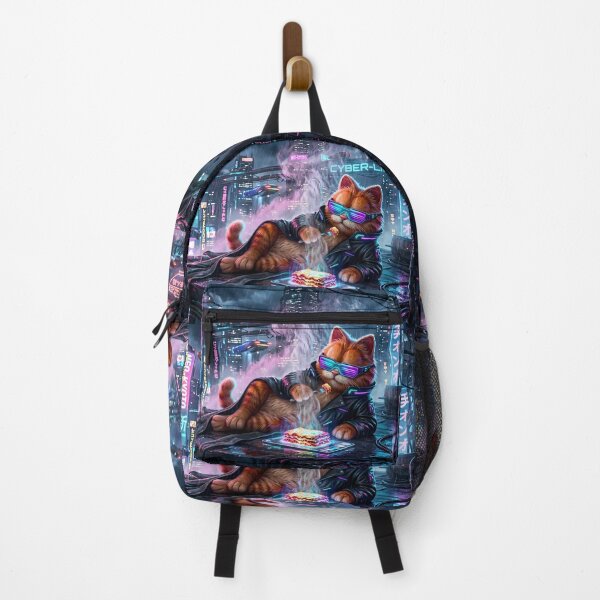 Item preview, Retro Neon Cyberpunk Cosmic Cat Lasagna Designs designed and sold by ART ATTACK ZONE.