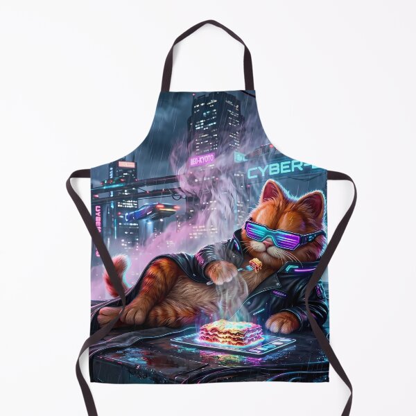 Item preview, Retro Neon Cyberpunk Cosmic Cat Lasagna Designs designed and sold by ART ATTACK ZONE.