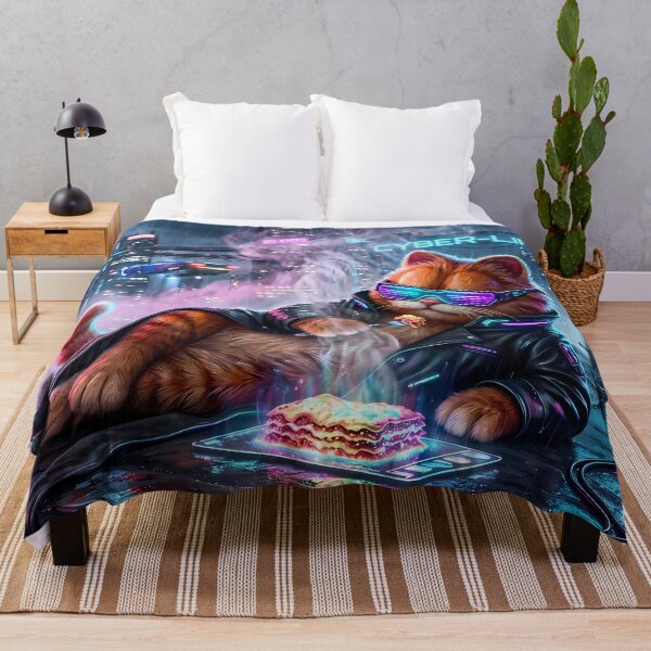 Item preview, Retro Neon Cyberpunk Cosmic Cat Lasagna Designs designed and sold by ART ATTACK ZONE.
