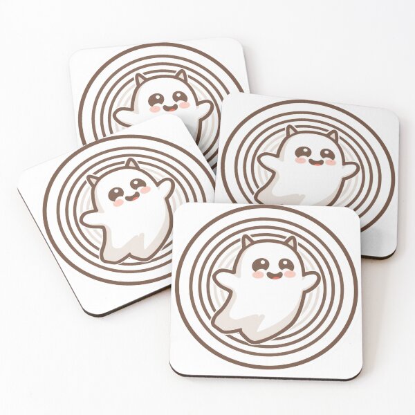 Item preview, Cute Kawaii Ghost with Concentric Circle Background designed and sold by redblink store.
