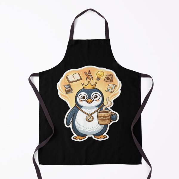 Item preview, Coffee Penguin with Crown and Glasses Illustration designed and sold by DailySparks.