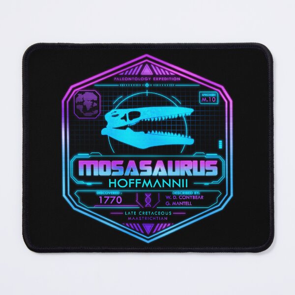 Item preview, Mosasaurus Hoffmannii Neon Archive | Retro Futuristic Paleontology Badge designed and sold by Grimtech Workshop.