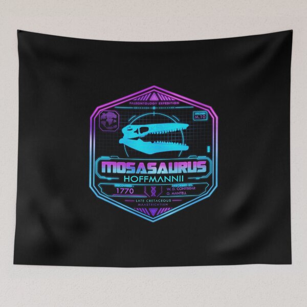 Item preview, Mosasaurus Hoffmannii Neon Archive | Retro Futuristic Paleontology Badge designed and sold by Grimtech Workshop.