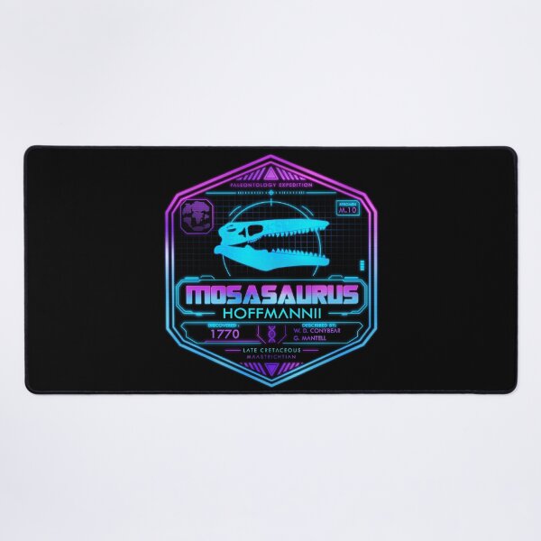 Item preview, Mosasaurus Hoffmannii Neon Archive | Retro Futuristic Paleontology Badge designed and sold by Grimtech Workshop.
