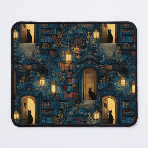 Item preview, Secret Library Cats Pattern | Fantasy Reader Cats Exploring Hidden Bookshelves designed and sold by VieUnique.