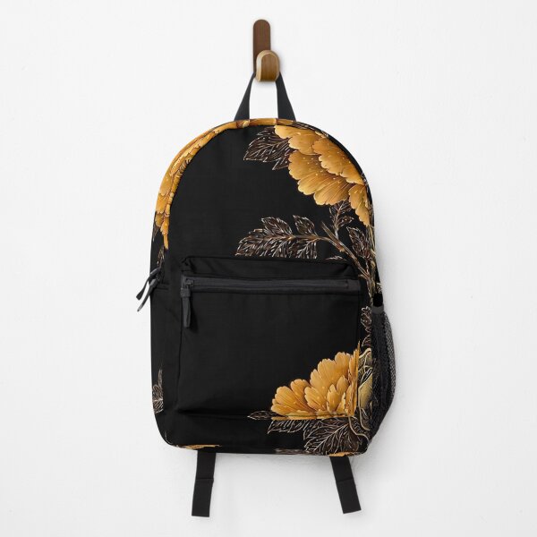 Item preview, Golden Peonies on Sacred Rock | Korean Minhwa Floral Art designed and sold by K-Tradition.