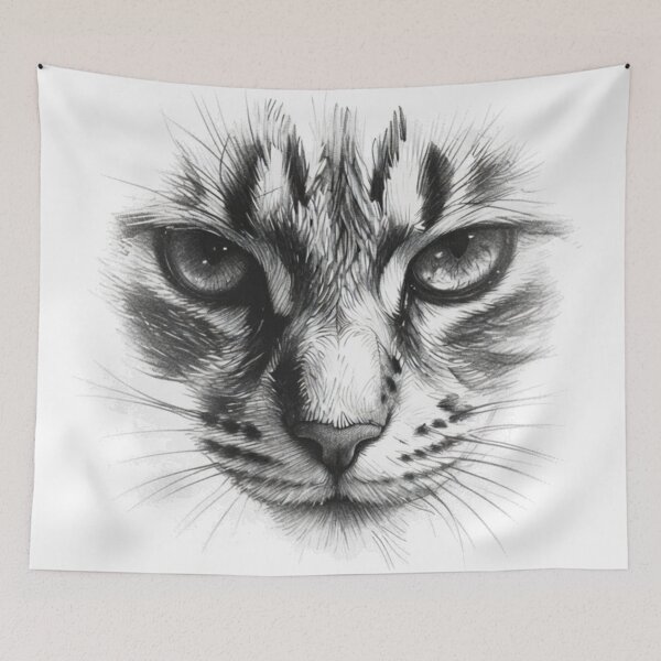 Item preview, Piercing Feline Eyes | Monochrome Wild Cat Art designed and sold by Spiritualwall.