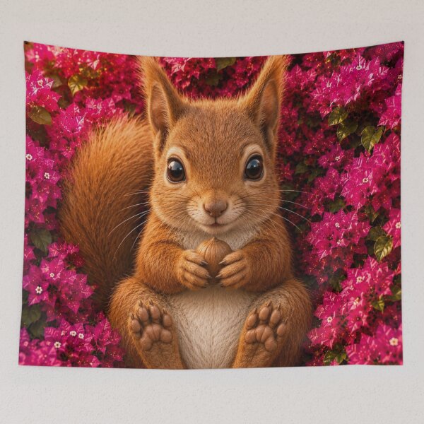 Item preview, Cute Squirrel Among Pink Bougainvillea designed and sold by Rohan132.