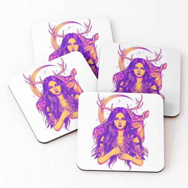 Item preview, Neon Synthwave Deer Witch - Vibrant Mystical Goddess Portrait designed and sold by Sierodzyna.