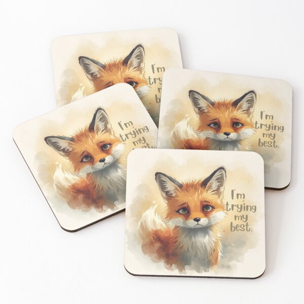 Item preview, Little fox doing his best "I'm trying my best" designed and sold by Art70shop.
