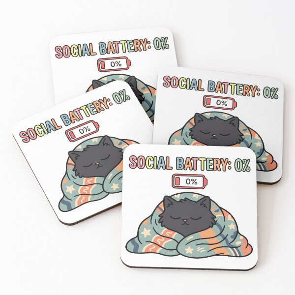 Item preview, Social Battery Zero Percent – Introvert Blanket Cat designed and sold by     Pink Chaos Club.